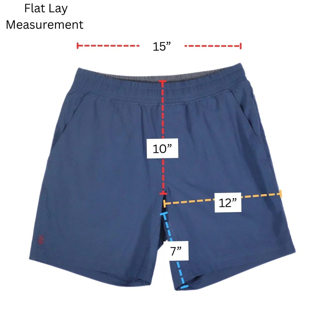 Rhone Mako Shorts Mens Small Blue Linerless 7 Inch Inseam Athletic Gym Training